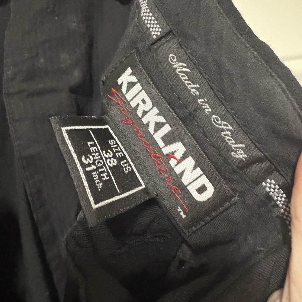 KIRKLAND 38×32 MEN'S MADE IN ITALY 100% WOOL BLACK PLEATED DRESS SLACK PANTS